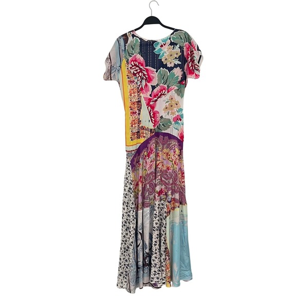 Johnny Was XS Maxi Dress 100% Silk Floral Patchwork Bohemian Resortcore - Picture 3 of 15